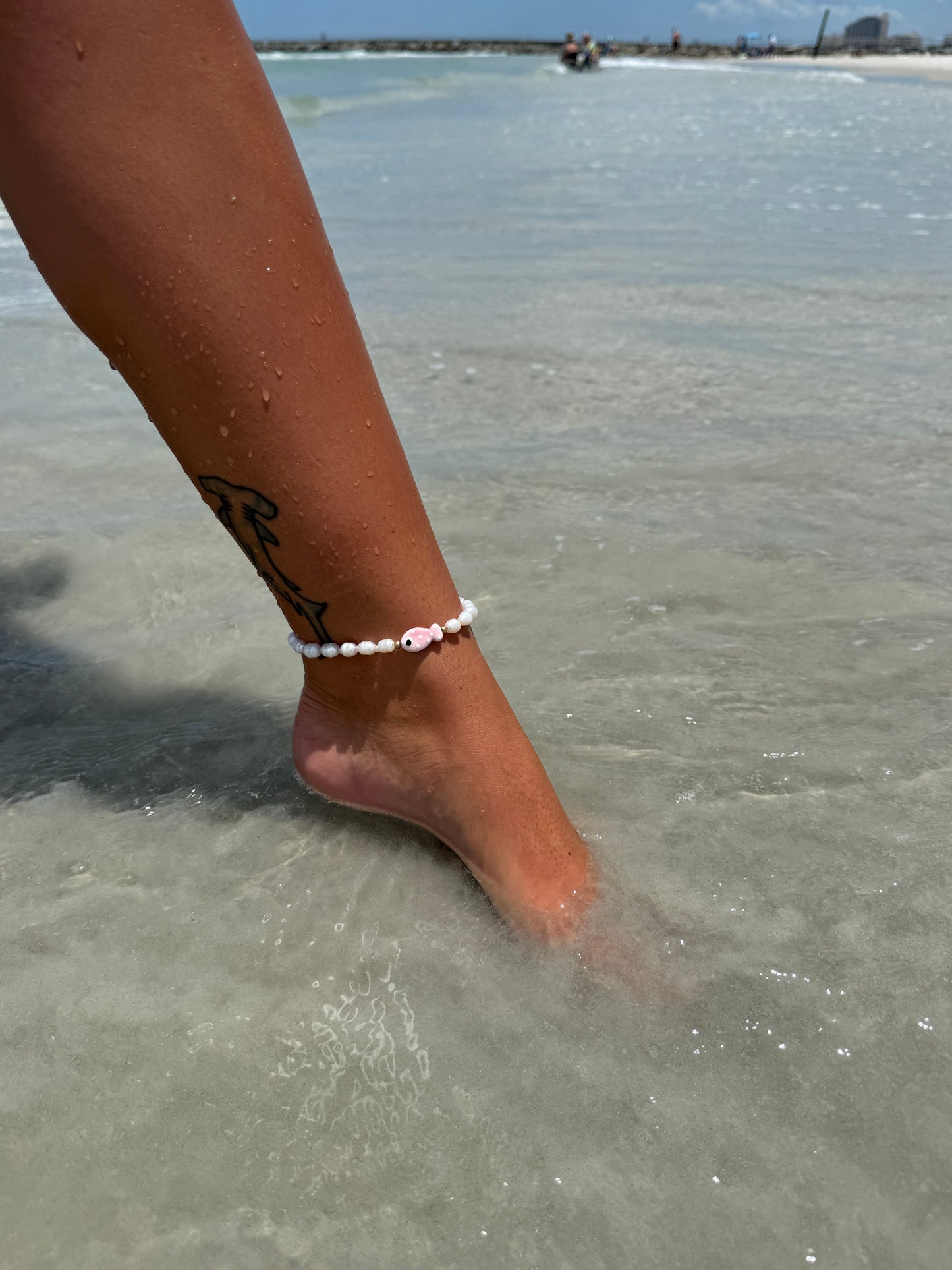 Pink Pearl Fish Anklet