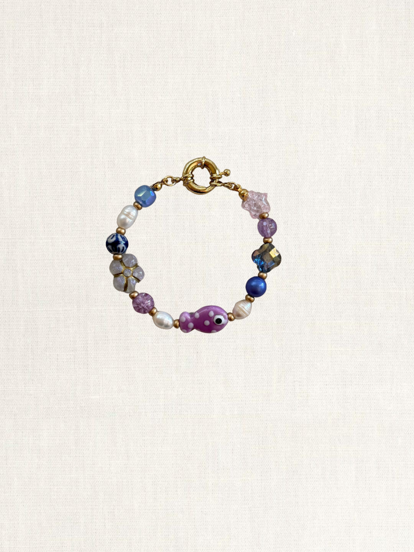 Purple Fish Charm Bracelet
