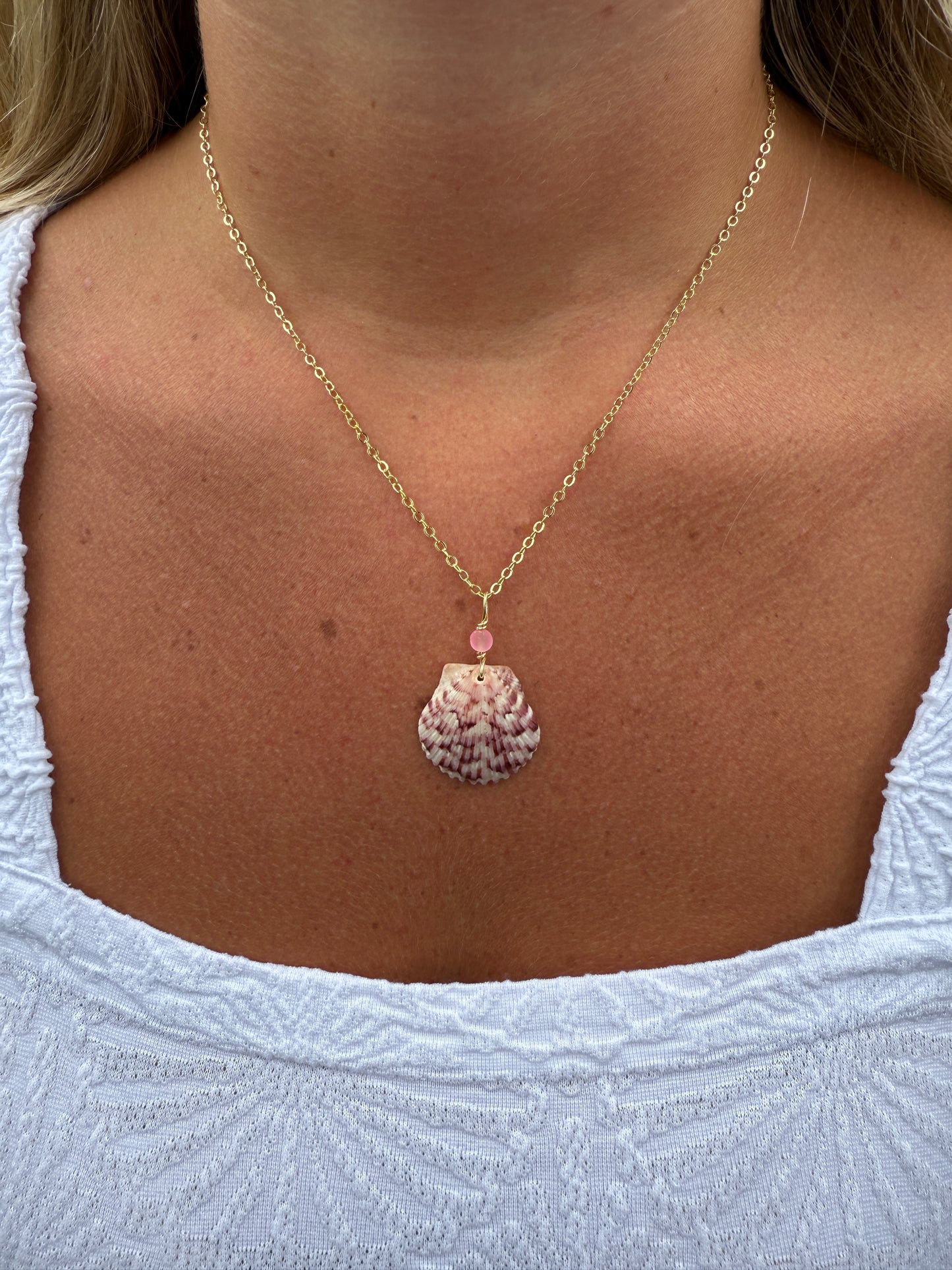 Pink Calico Shell Necklace