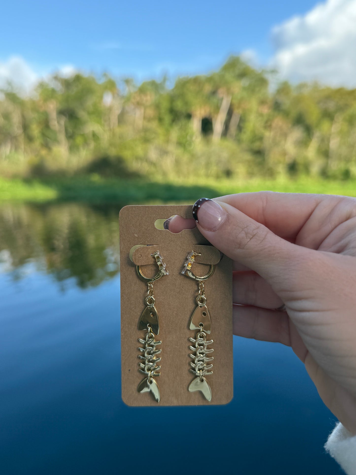 Fish bone earrings