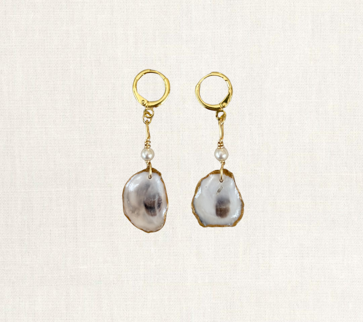 Tiny Pearl Oyster Earrings