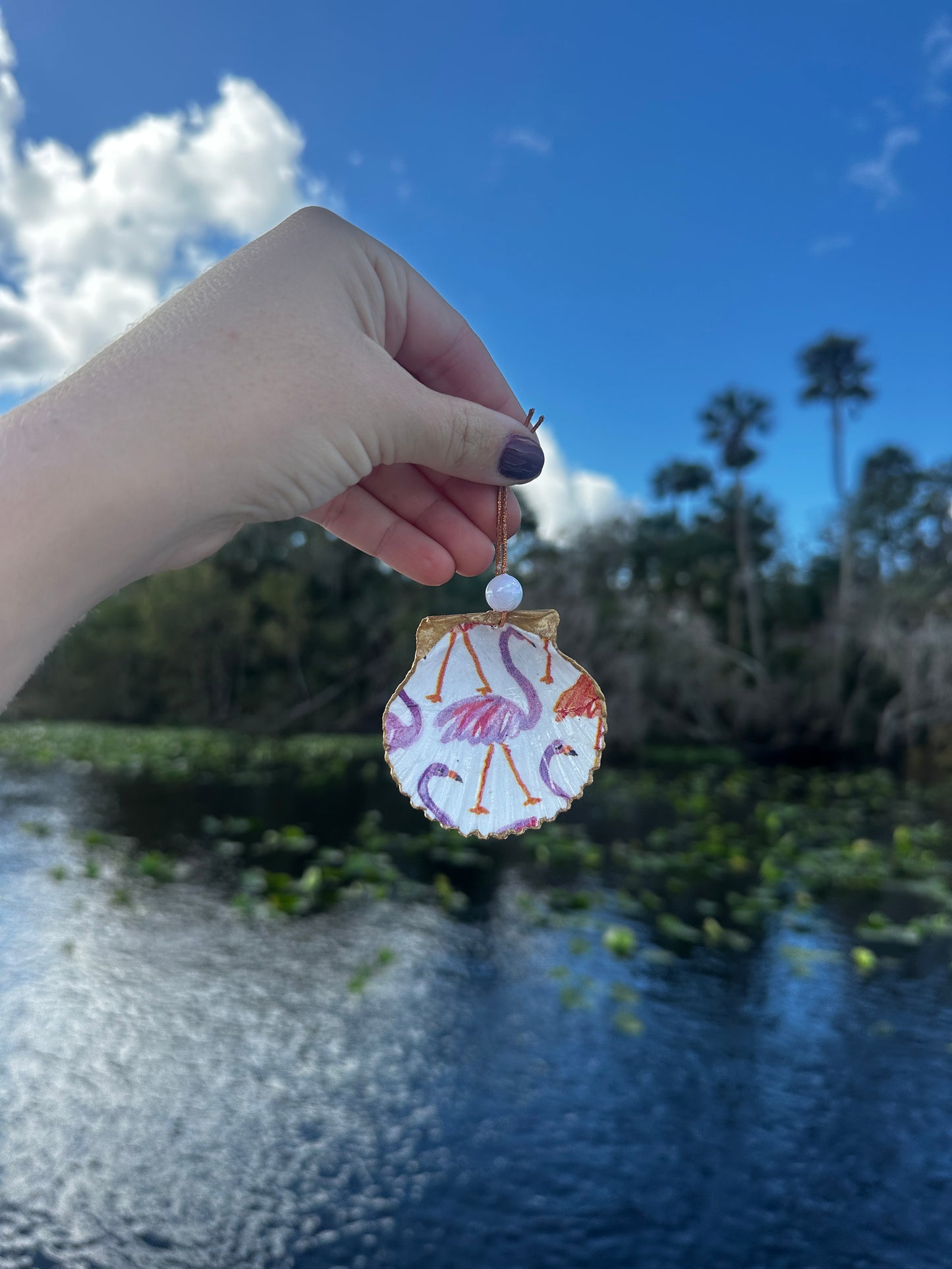 Flamingo Shell Ornament
