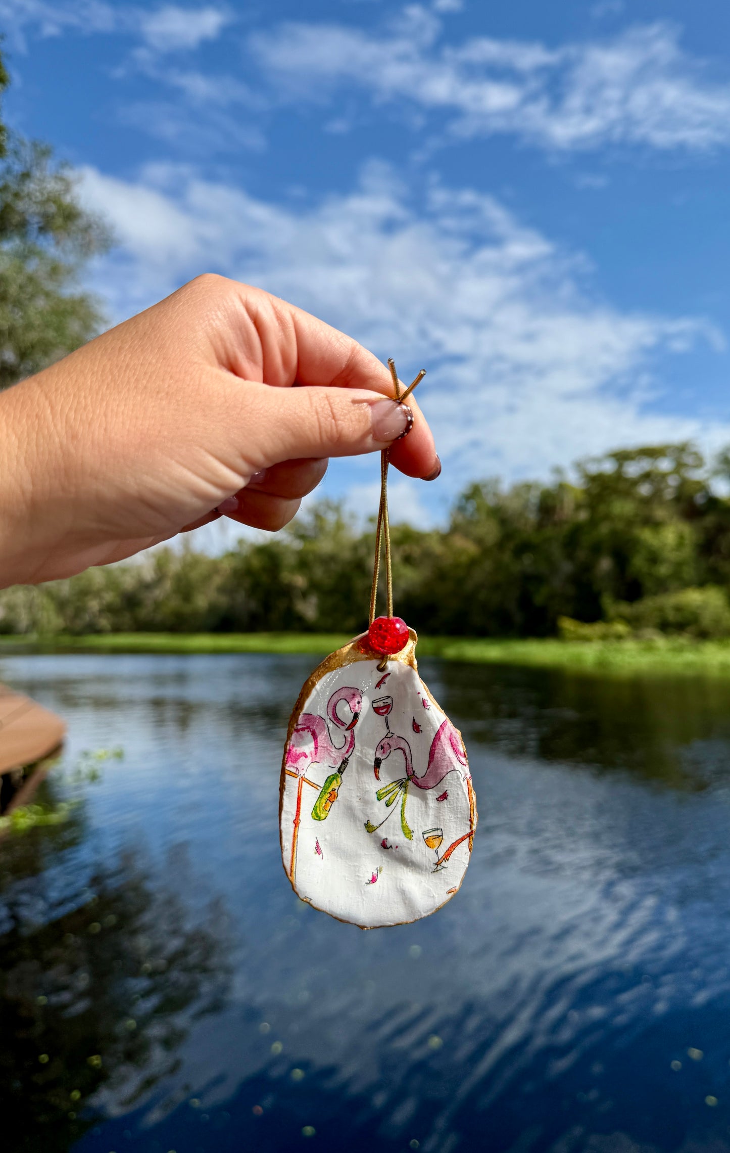 Wine drinking Flamingo Ornament