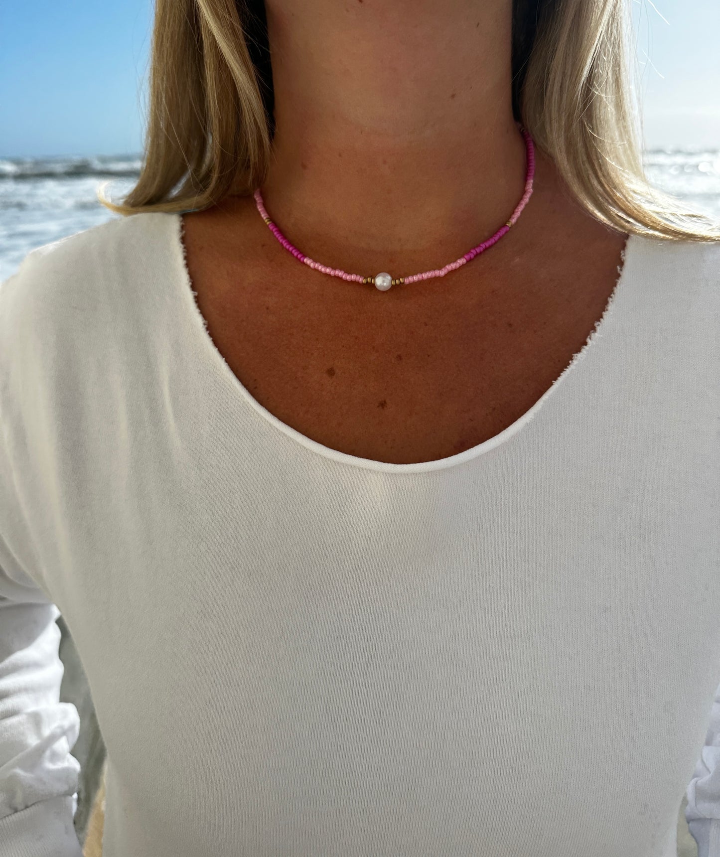 Hot Pink Summer Beaded Necklace