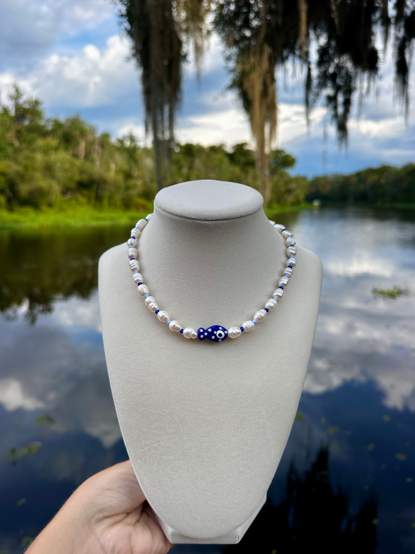 Blue Fish Pearl Necklace