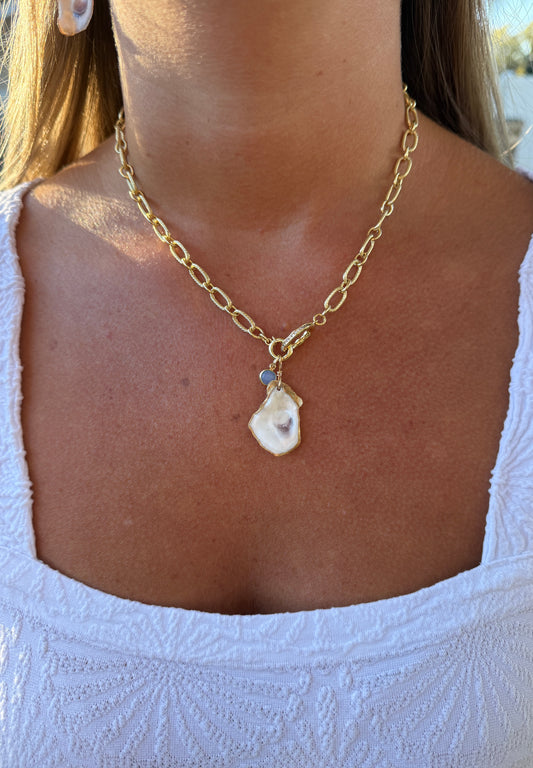 Blue Oyster Necklace