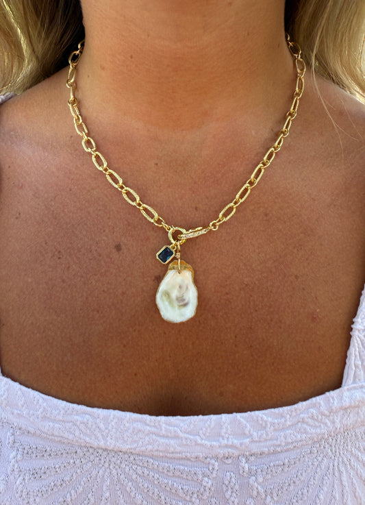 Blue Gem Oyster Necklace
