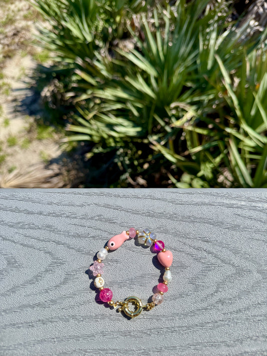 Pink Fish Charm Bracelet