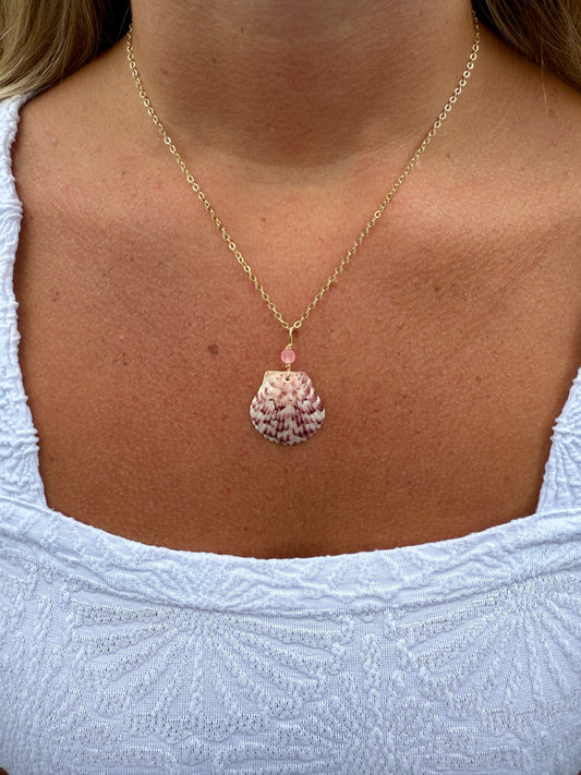 Pink Calico Shell Necklace