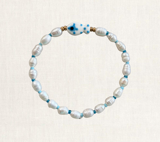 Blue Pearl Fish Anklet