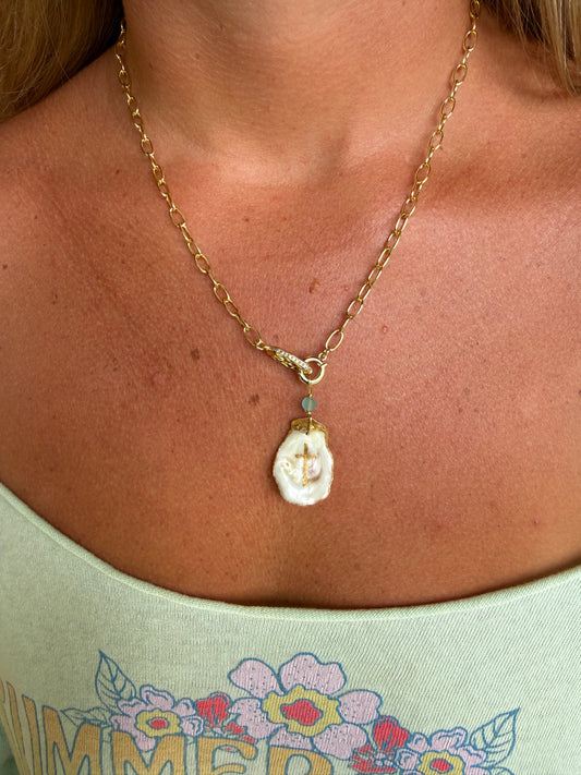 Cross Oyster Necklace