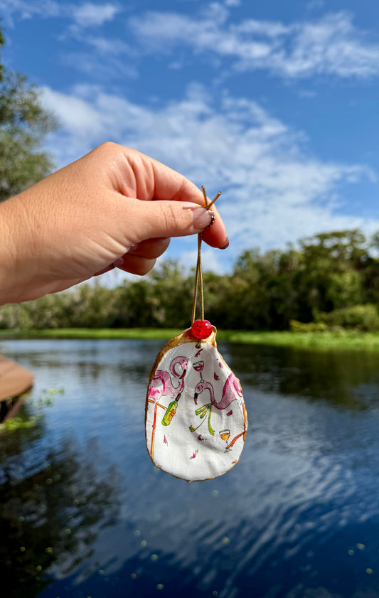 Wine drinking Flamingo Ornament