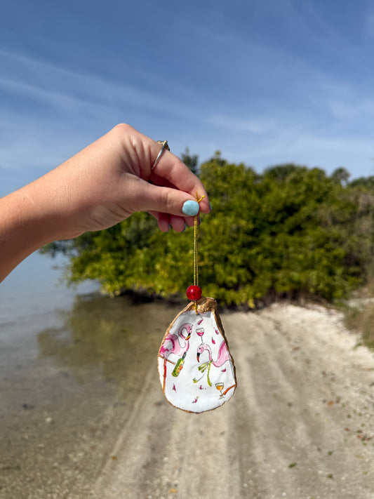 Wine drinking Flamingo Ornament