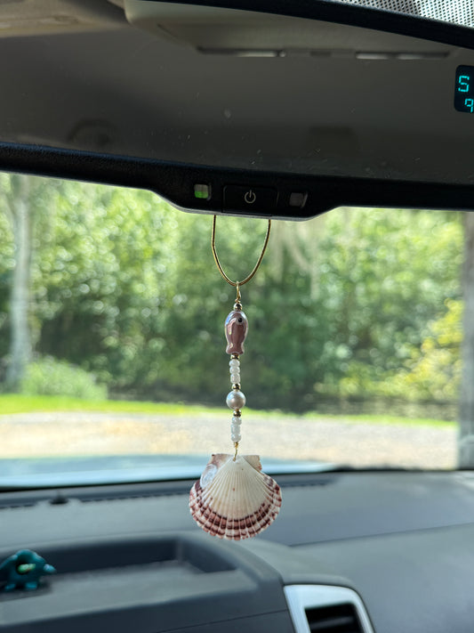 Seashell Car Charm Mauve
