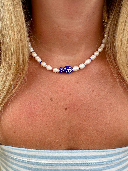 Blue Fish Pearl Necklace