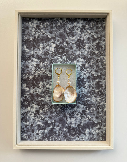 Natural Pearl Oyster Earrings