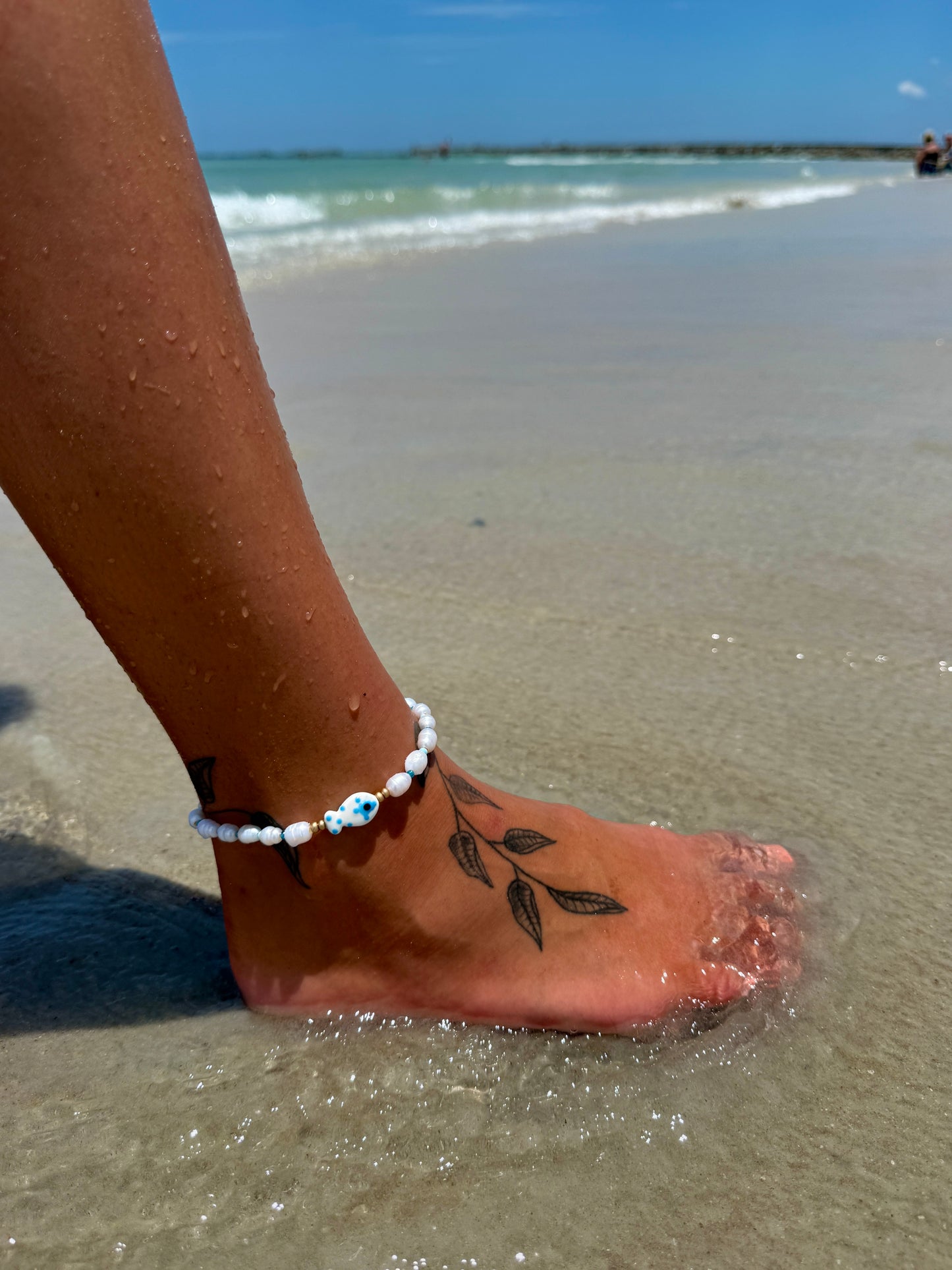 Blue Pearl Fish Anklet