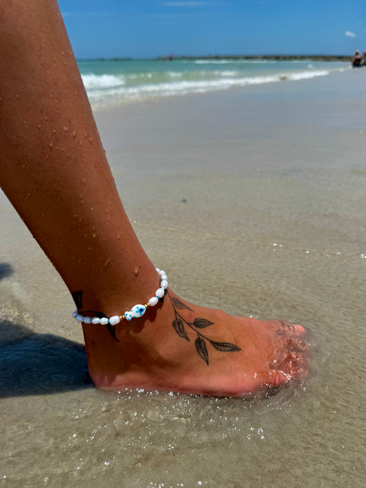 Blue Pearl Fish Anklet