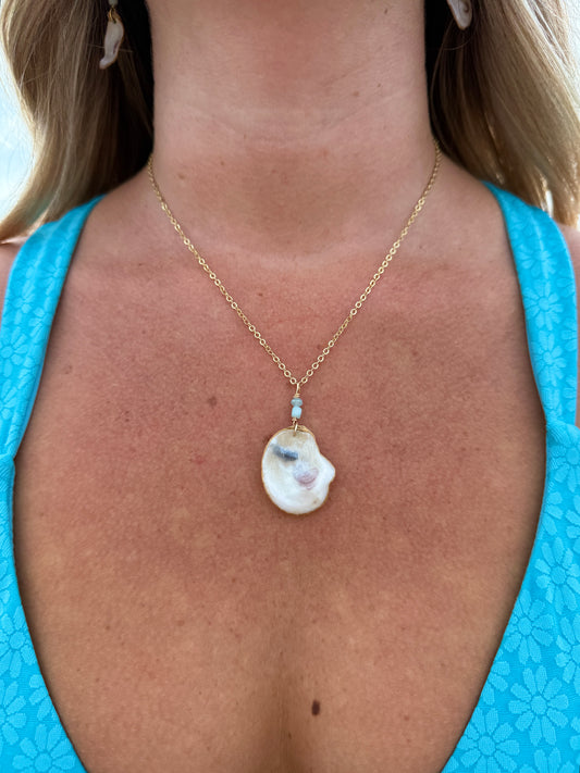 Sea foam Oyster Necklace